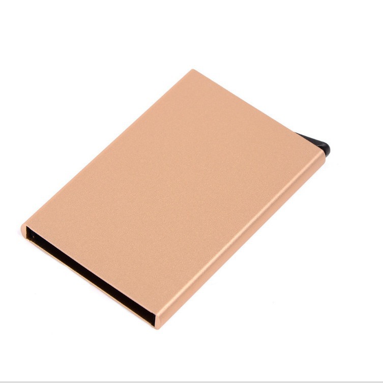 Carbon fiber metal aluminum alloy credit card case business card case automatic leather card holder card holder wallet anti-degaussing RFID