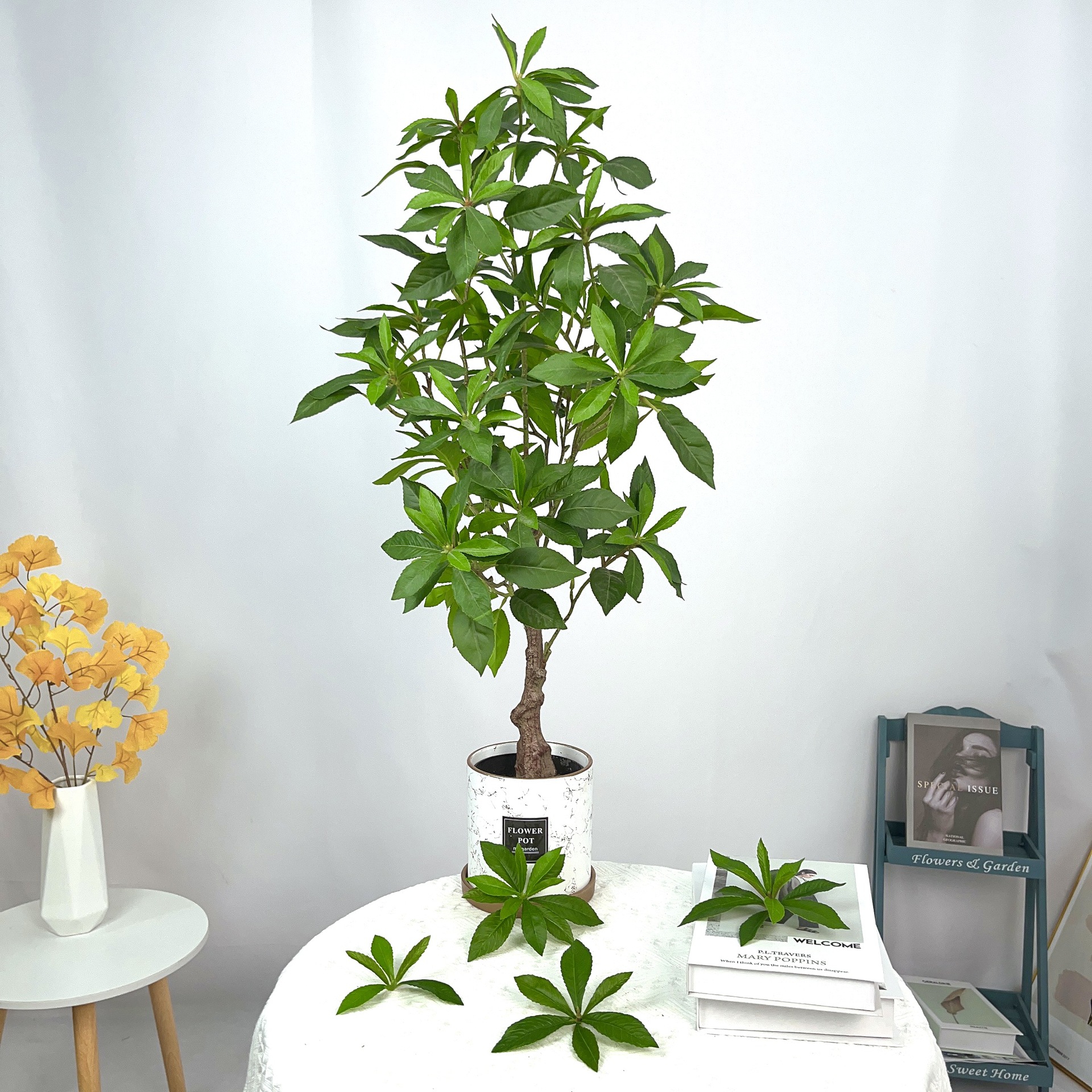 Simulation Plant Single Leaf Single Branch Hand-feel Horse Drunken Wood Leaf Home Decoration Photography Ornaments Soft Loading Tree Leaflet