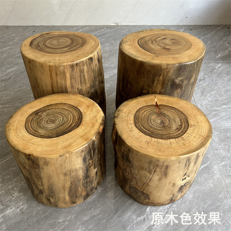 Cinnamomum camphora wooden pier tree stool solid wood pier root carving log tree stump wooden stump base coffee table round wooden stool HC