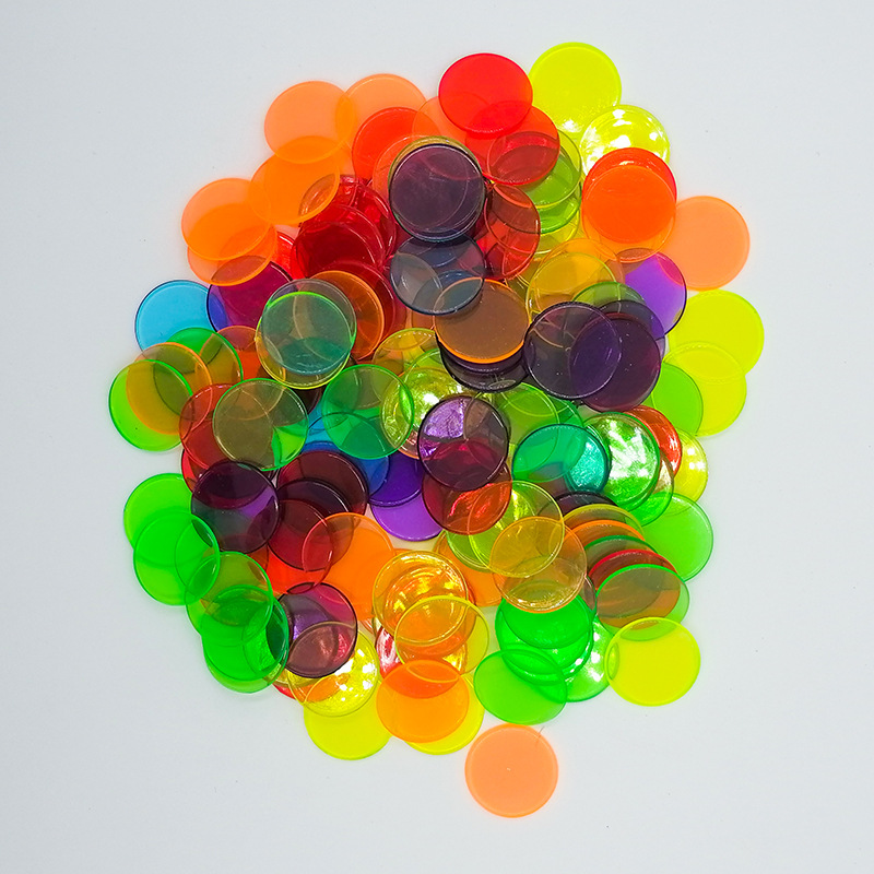 19mm25mm Plastic Chips Transparent Color Chips Game Coin Bingo Game Accessories Teaching Plastic Coin