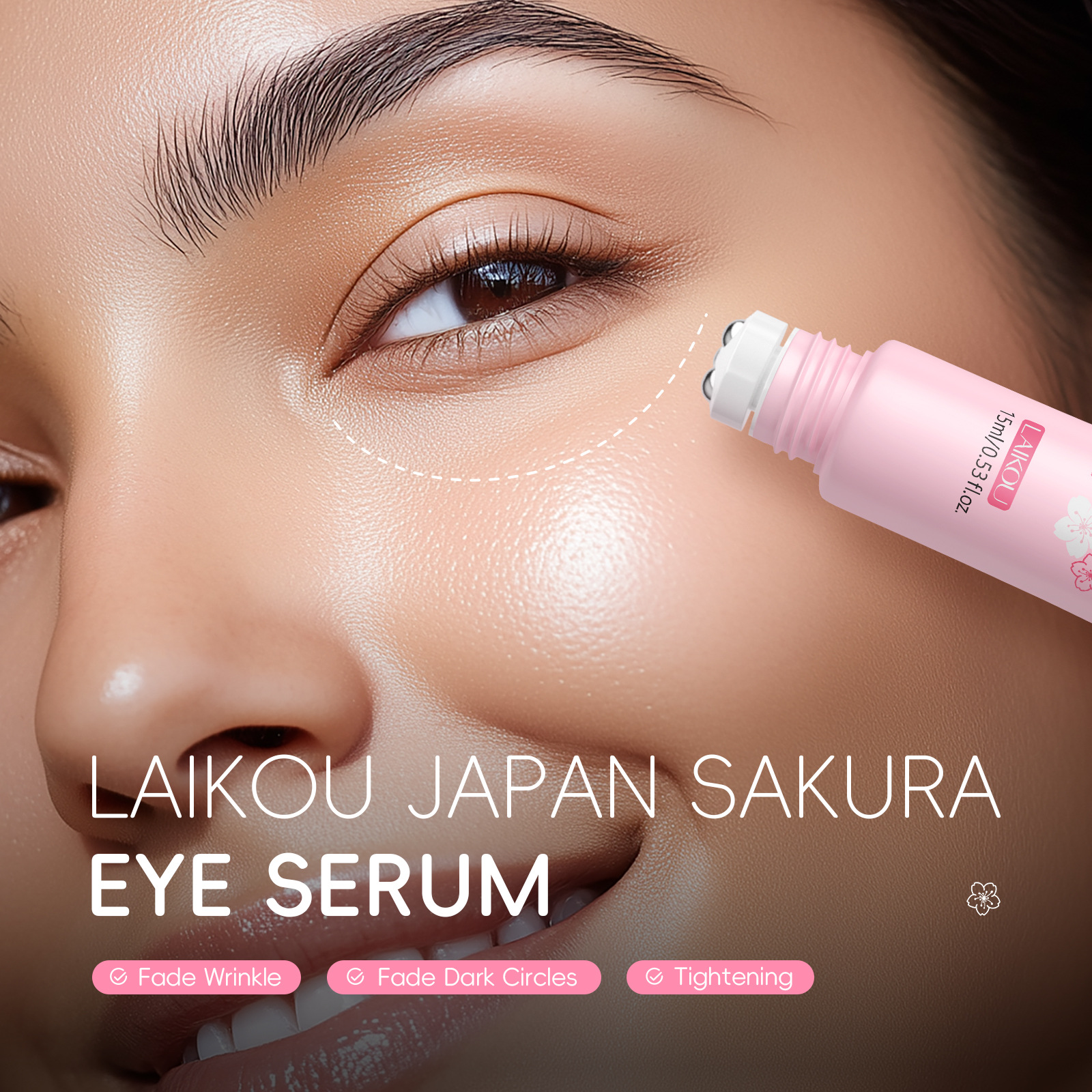 Laikou Sakura Eye Essence 15ml Moisturizing and Replenishing Roll-On Massage Care Manufacturer Cross-Border Supply