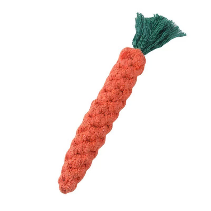 Pet Teething Toy Rope Knot Dog Self-Pleasure Toy Braided Carrot Cotton Rope Bite-Resistant Tooth Cleaning Dog Toy Wholesale