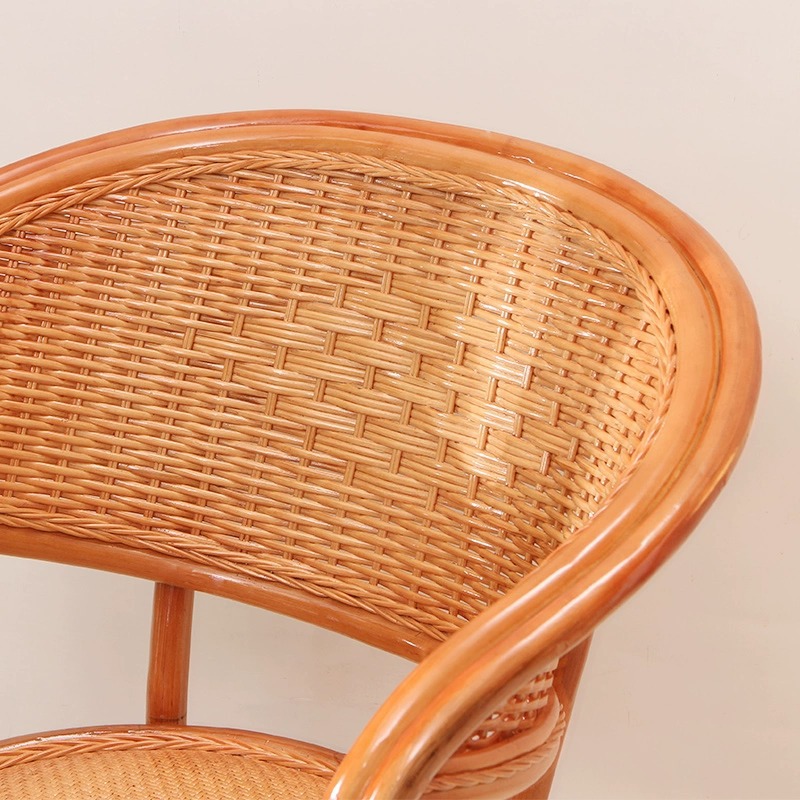 Real rattan chair three-piece leisure balcony single rattan backrest home small Tea Table Table and Chair combination elderly chair