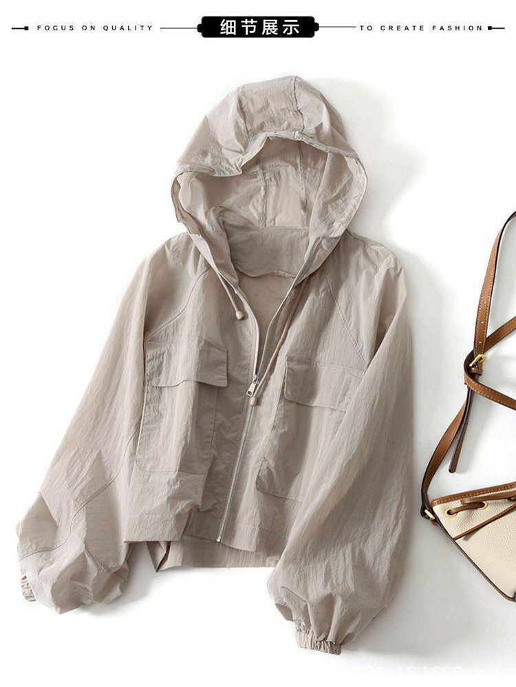 Новинка 2025 года, солнцезащитная одежда для женщин, свободная с капюшоном и молнией