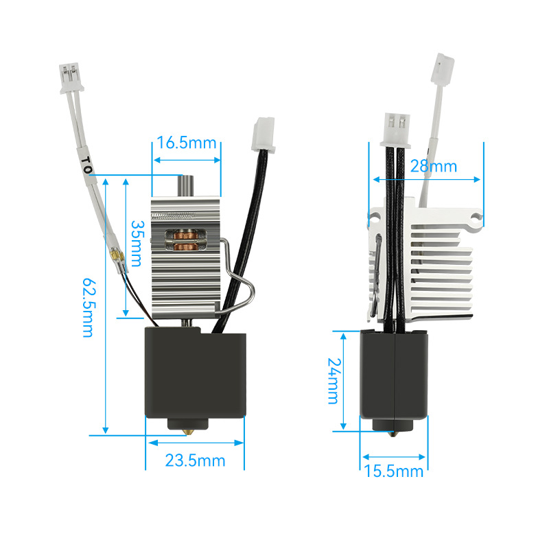 Longitudinal Kobra3 Extrusion Head Radiator Heating Block Silicone Sleeve Heating Rod Thermal Line Nozzle Hot End Kit