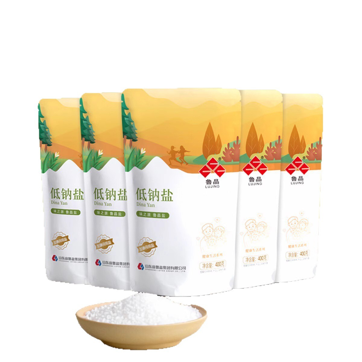 [Official Genuine Product] Lu Jing Low Sodium Salt 400g Non-Iodized Sodium-Reducing and Potassium-Replenishing Edible Salt Seasoning for Middle-Aged and Elderly People