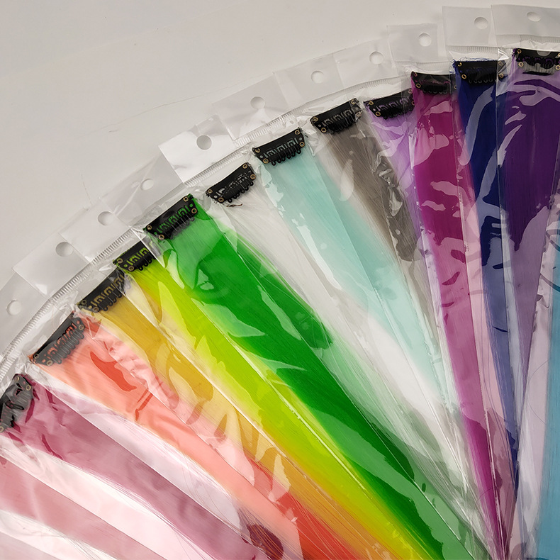 Color hair extension single card ear dyeing wig straight highlight invisible clip in hair extensions