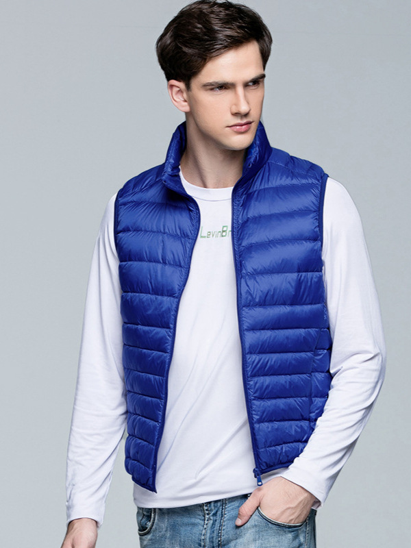 2024 Autumn and Winter New Lightweight down Vest Men's Stand Collar Men's Light White Duck down Vest Large Size Vest Trendy