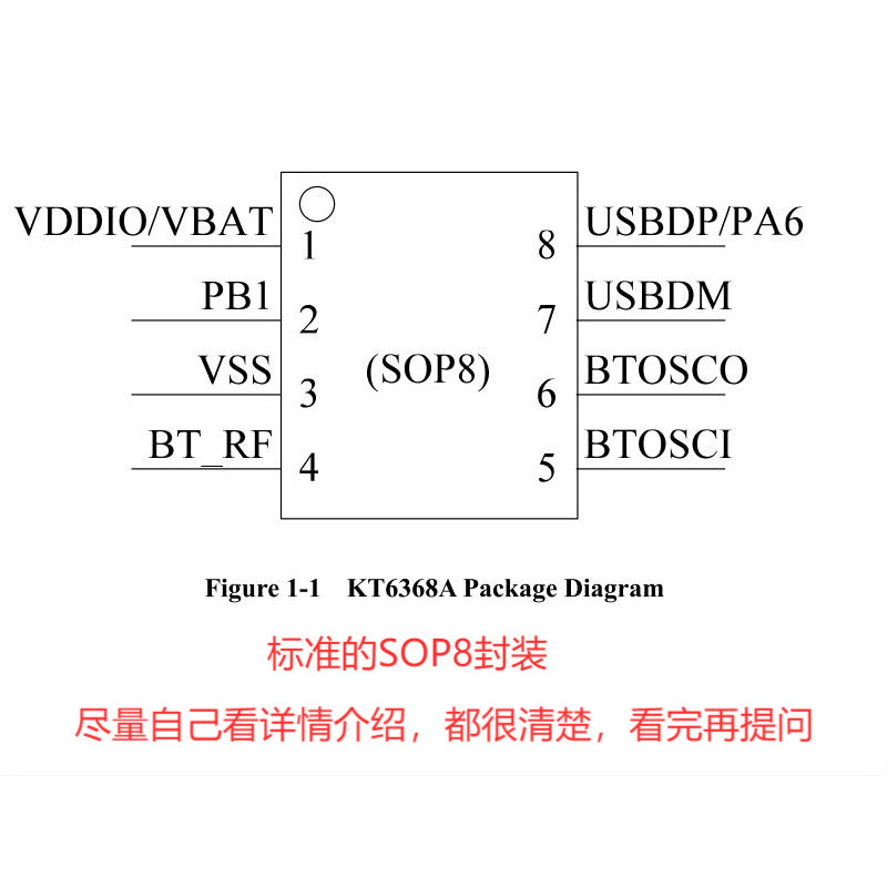 Bluetooth Audio Core Kt6368A Chip Ic Module Serial Port 5.1 Dual Mode Blespp Jerry Sop8At Instruction Transparent