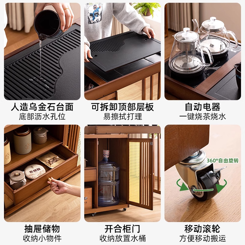 Mobile Small Tea Table Tea Cabinet Home Balcony Tea Table Tea Table Integrated Coffee Table Table Tea Table Full Set of Tea