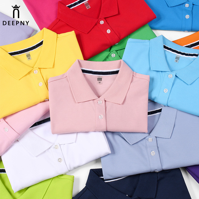 2025 Polo Shirt Short-Sleeved Women's Korean Style Lapel Slimming Look Summer Group Lapel T-Shirt Cultural Shirt Work Clothes
