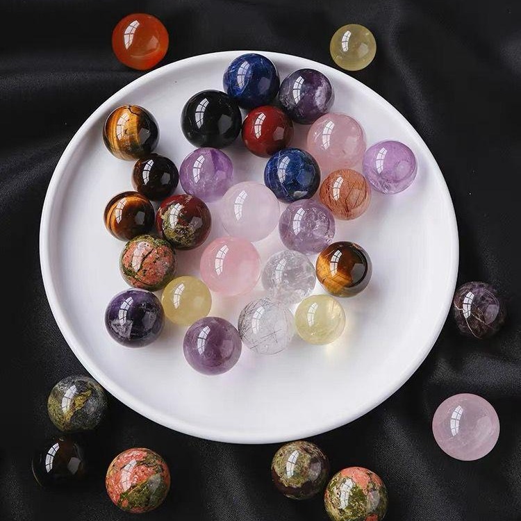 Natural purple pink white crystal ball 2cm yellow green red water raw ore craft home decoration diy loose beads jewelry gift