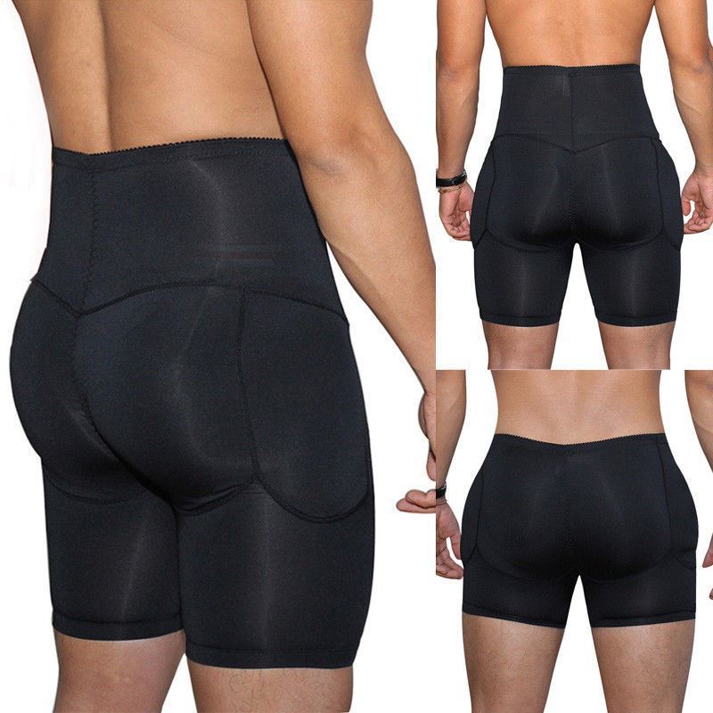 Men Boxers Underwear Black Padded Butt Enhancer Booty Boost