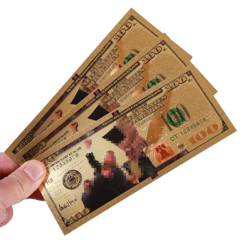 Special 100Pet Plastic Gold Foil Commemorative Banknote Gold Foil Currency Colorful Double-Sided Colorful Printing Commemorative Banknote Commemorative Coin Customization