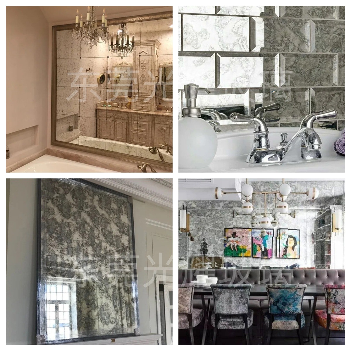 Antique Mirror Dirty Mirror Glass Tempered Glass Production 4~22mm Partition Laminated Glass Art Screen Background Wall