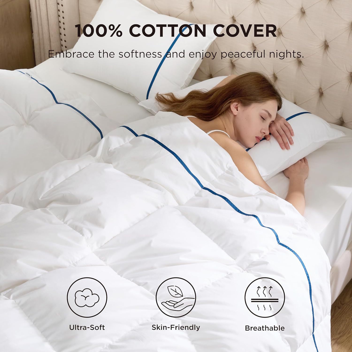 Winter Warm down Quilt Core Amazon Comfortable Pure Cotton Quilted Quilt Winter Hotel Fluffy Goose down Winter Quilt