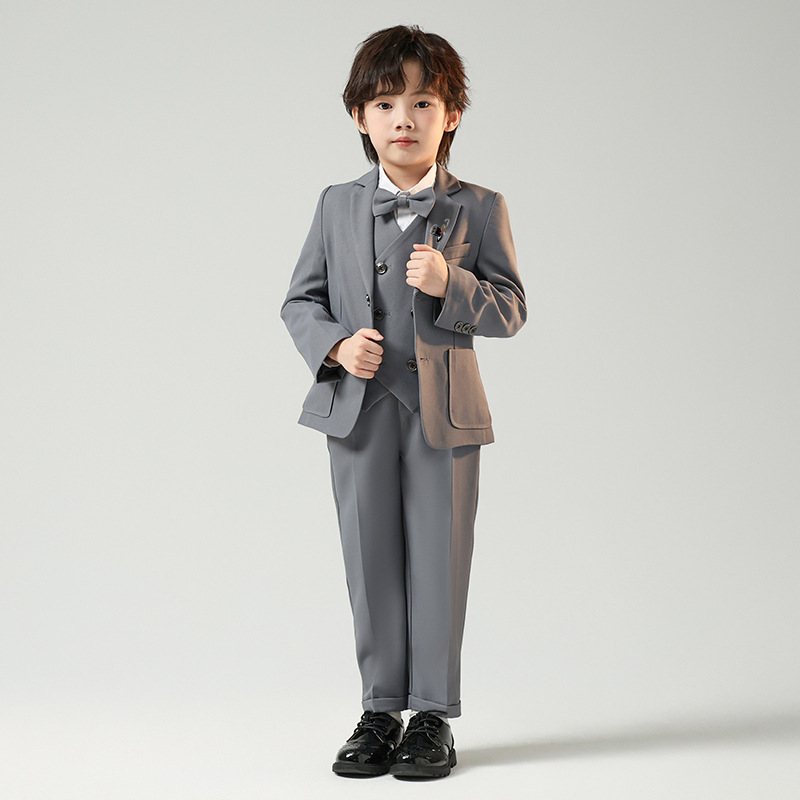Boys' Suit Dress Autumn and Winter New British Solid Color Small Suit Boys Piano Host Activity Performance suit