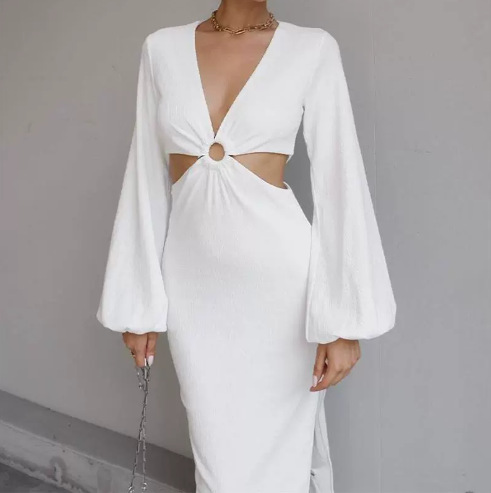 Small Order Quick Return, Manufacturer Custom Women's White Dress Quality Processing Customization