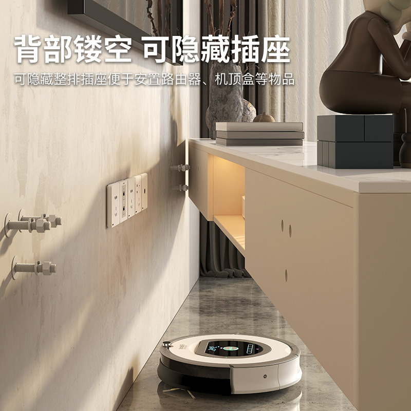 Light Luxury Rock Board Suspended TV Cabinet Coffee Table Combination Modern Simple Small Apartment Integrated Suspended Wall-mounted