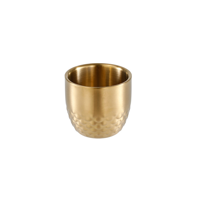 Cross-Border Creative 304 Stainless Steel Double-Layer Cup Hotel Commercial Insulated Anti-Scalding Tea Cup Exquisite Mini Wine Cup