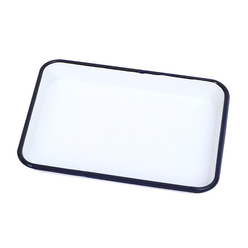 Enamel Tray Enamel Square Tray Medical Tray Disinfection Tray Rectangular Metal Tray Household White Tray
