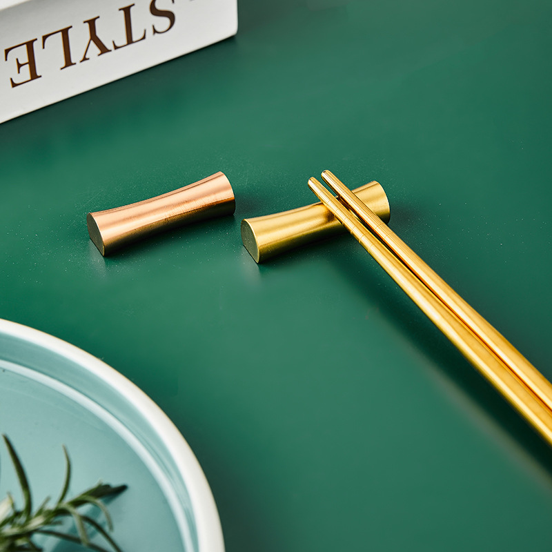 Commercial Restaurant Creative 304 Stainless Steel Gold Public Double Chopstick Holder Pillow Chopstick Holder Spoon Holder Printable Logo Tableware