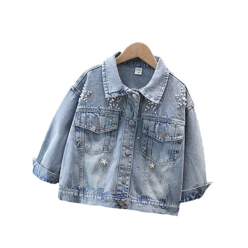 Girls' Denim Jacket Spring 2025 New Children's Western Style Jeans Big Children's Wear Girls' Spring and Autumn Jacket Top