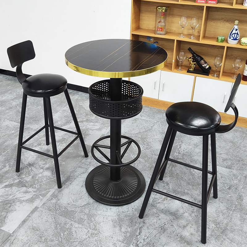 酒吧散台酒吧桌椅组合复古简约高脚桌静吧清吧KTV靠墙吧台现货