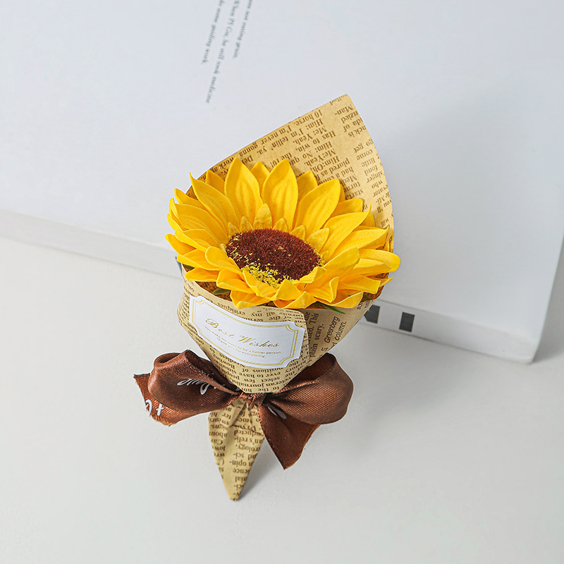 Mini New Small Bouquet Soap Flower Rose Artificial Flower Sunflower Sunflower with Gift Box Included