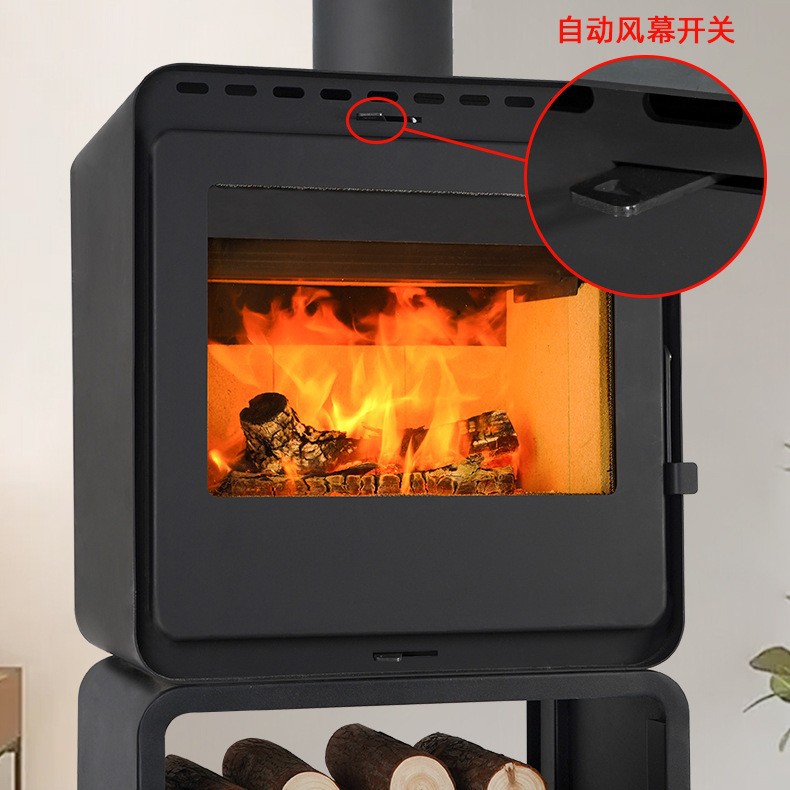 Real Fire Wood-Burning Fireplace Modern Homestay Rural Home Living Room Indoor Heating Stove Wood Stove Heating Metal Fireplace