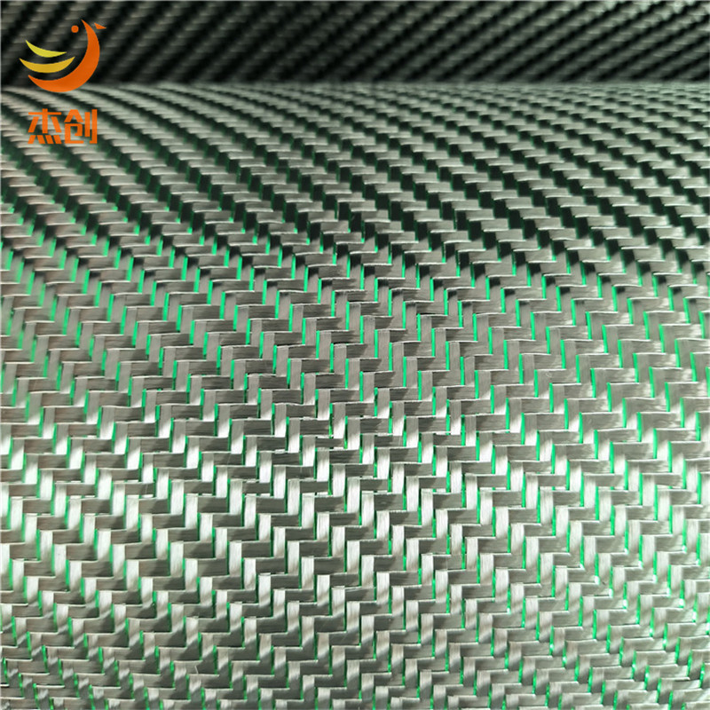 Ткань из углеродного волокна 3K, зеленый серебристый шелк, простое переплетение, смешанная ткань, декоративный композитный материал