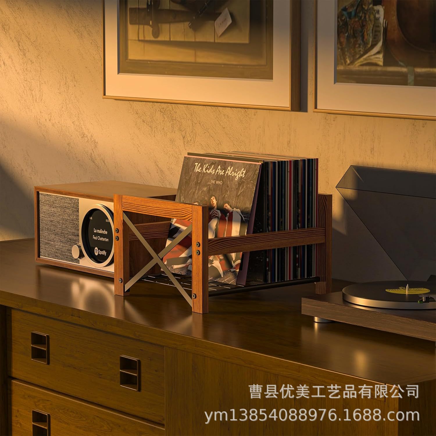 Iron Wood Combined Record Rack Desktop Storage Rack Vinyl Record Organizing Rack Creative Photo Album Cd Rack