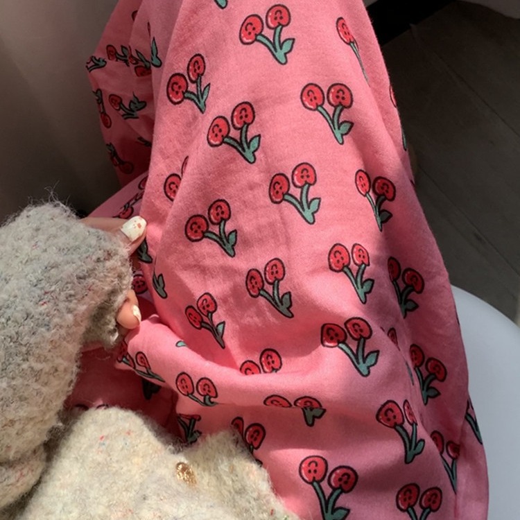 Yuantianzhi cotton double-layer yarn pajama pants loose cute cartoon cotton yarn pants