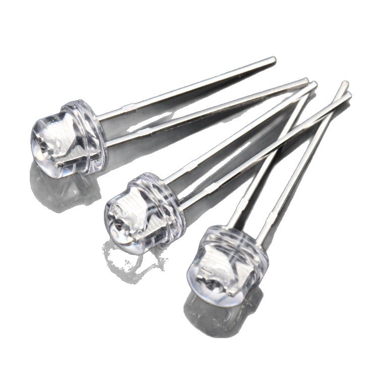 F5 Straw Hat Lamp Bead Straw Hat Traffic Light Light-Emitting Diode 5mm Lamp Bead Transparent Normal Foot L Lamp Plug-In Lamp Bead