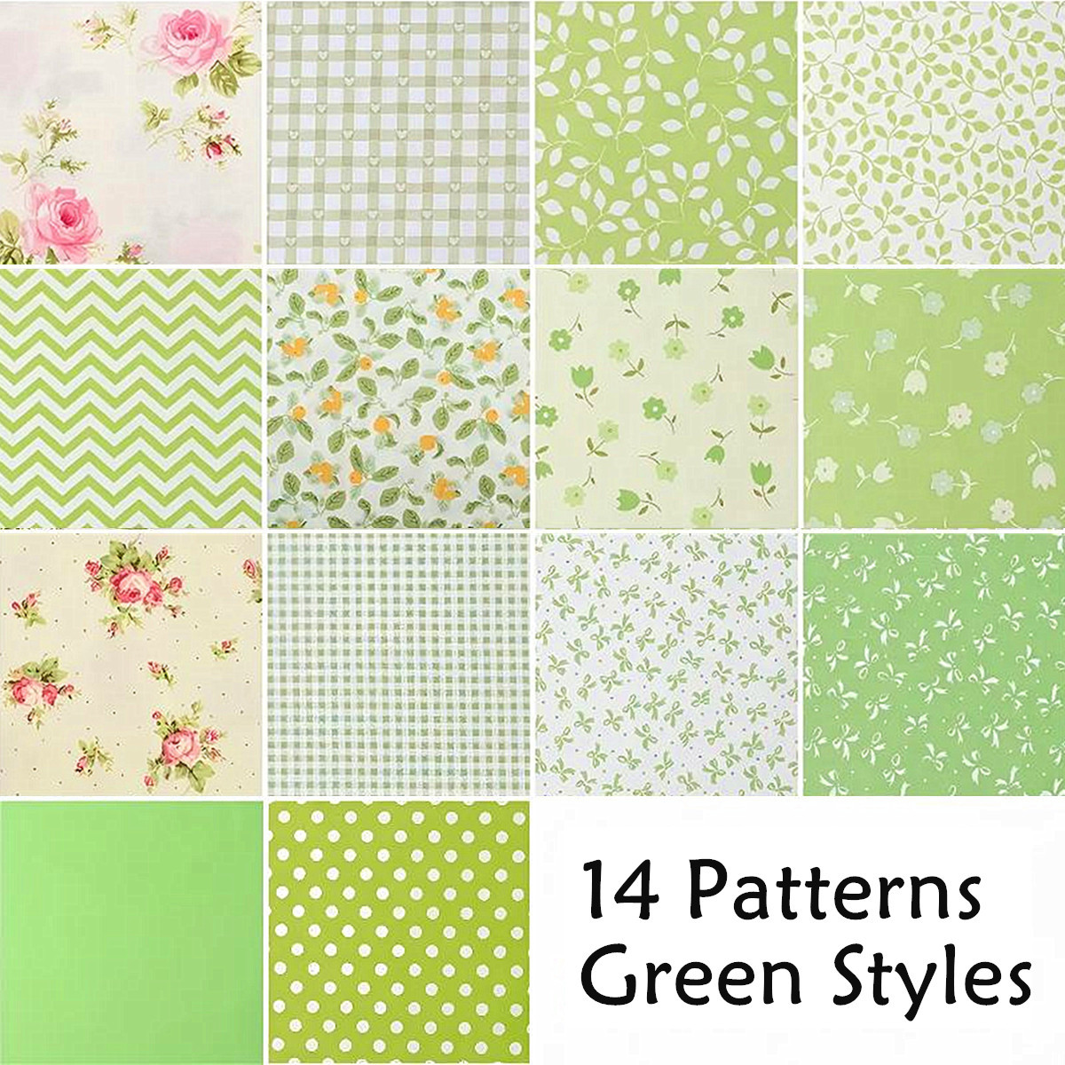 42 Pieces of Green-Style Fresh Patchwork Fabric for Doll Clothes, Hair Ties, Quilting Strips, and Jelly Rolls