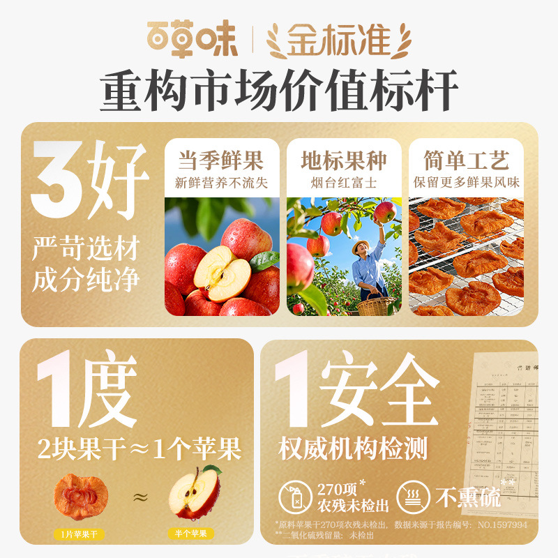 New Product Free Shipping Baicaowei a Fruit Apple Dried 350g No Additives No Sugar Snacks Dried Fruits Candied Fruits