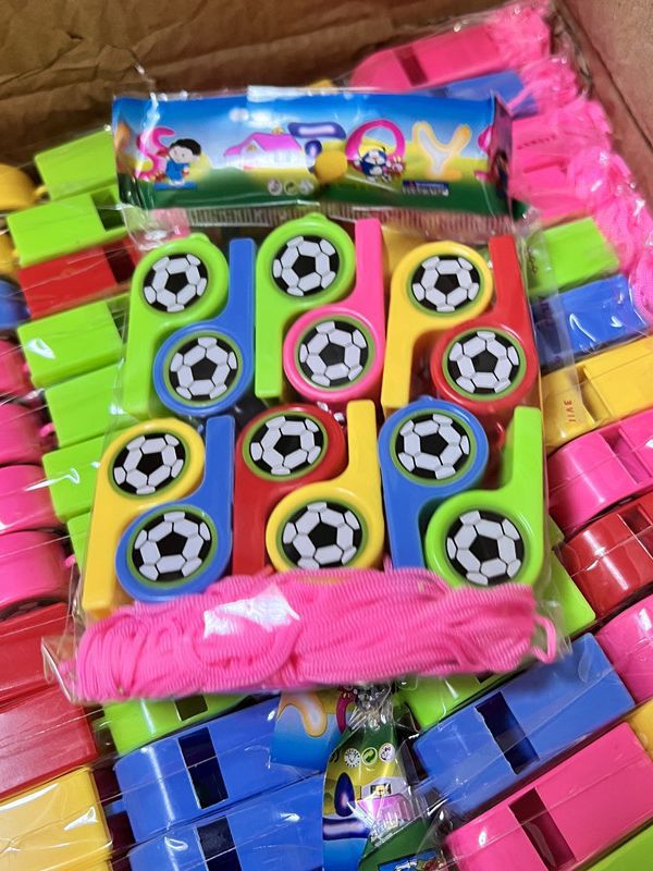 Factory direct sporting goods plastic 12 whistle toys cheer refueling referee whistle promotion wholesale