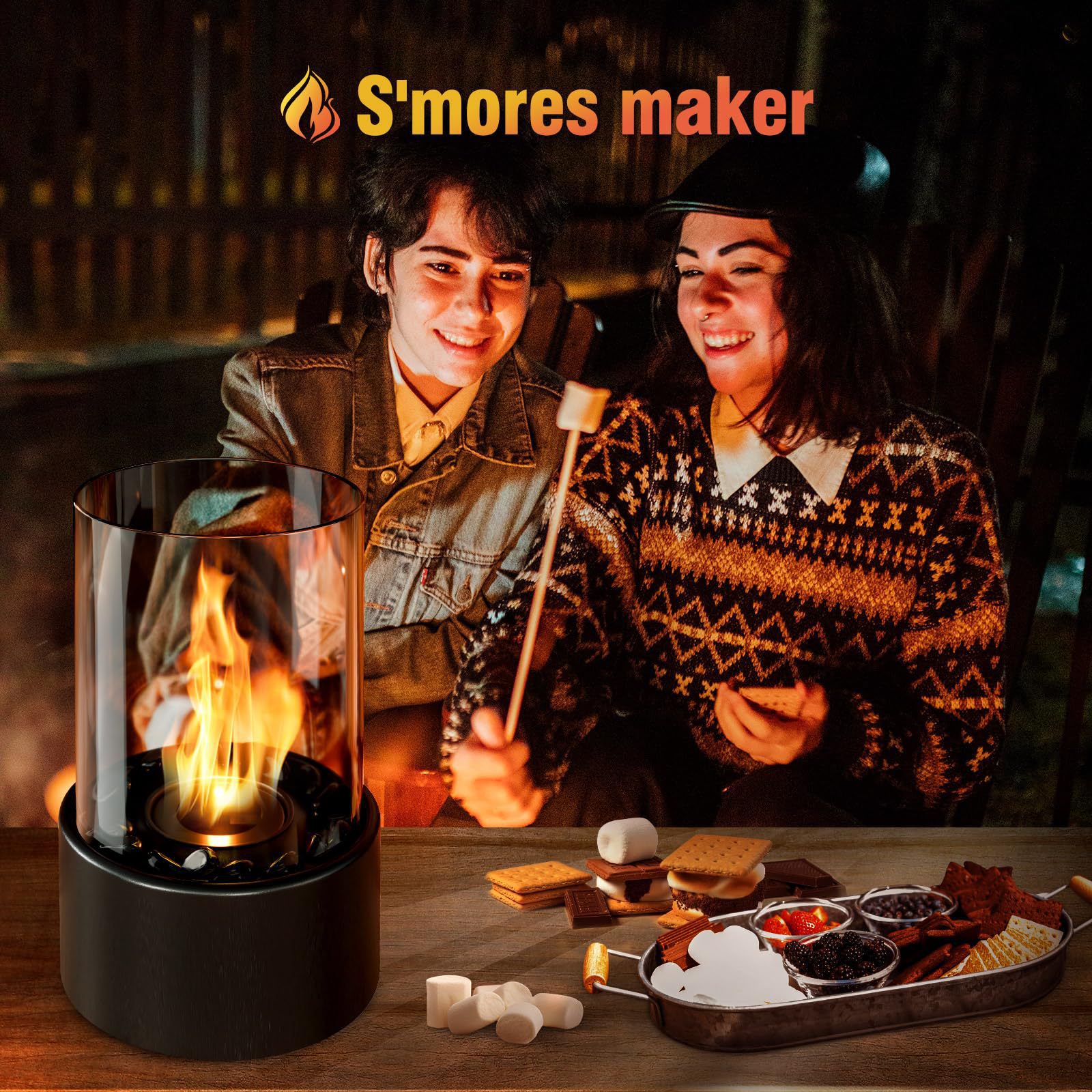 Amazon Round Alcohol Fireplace Black Stone Baked Cotton Brazier Outdoor Indoor Desktop Decoration Ethanol Fireplace
