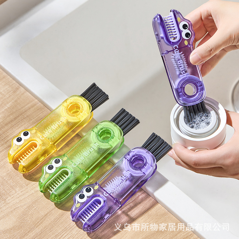 Three-In-One Cup Lid Brush, Portable Bottle Brush, Cleaning Brush Set, Cup Mouth Brush, Thermos Cup Brush, Water Cup Cleaning Artifact