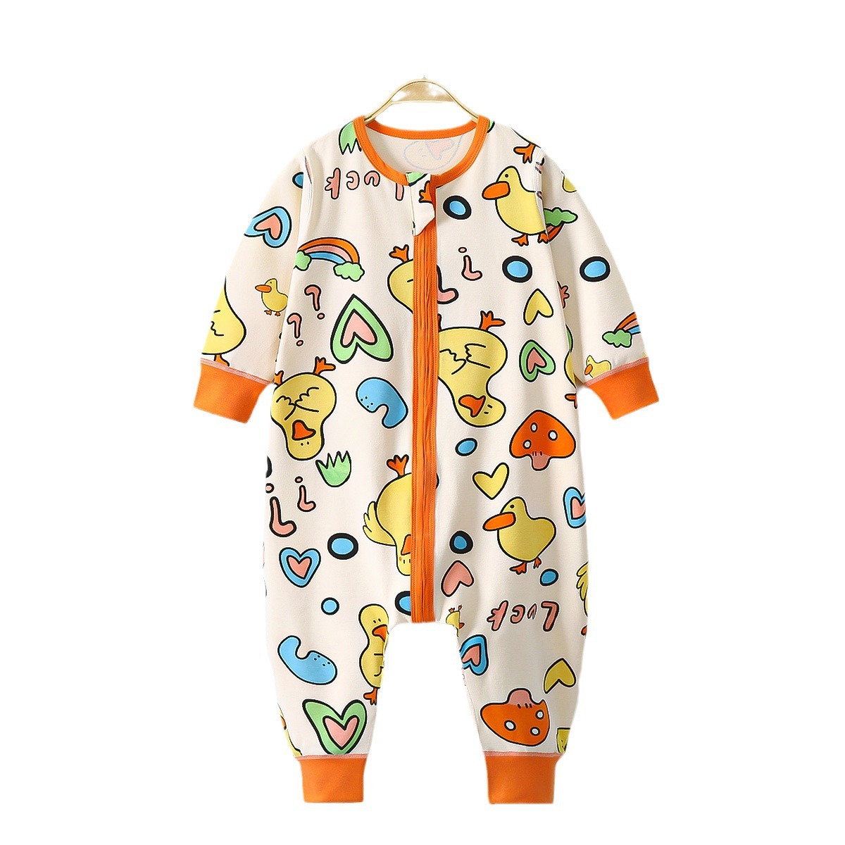Cotton Children's Sleeping Bag Four Seasons Baby's Siaman Pajamas Baby's Leg-Split Home Clothes Three-Head Zipper Anti-Kick Nightgown