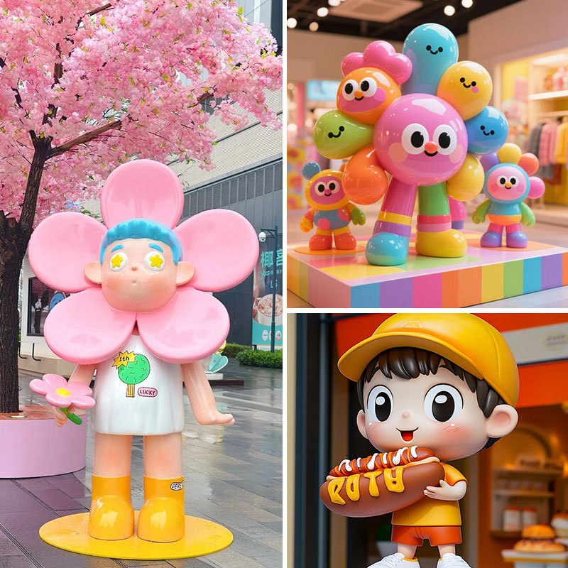 Fiberglass Sculpture Cartoon People and Animals Landscape Modeling Customized Large Outdoor Garden Paradise Decoration Shopping Mall Ornaments