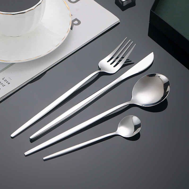 Portuguese Mirror Golden Western food knife, fork and spoon tableware steak knife, fork dessert tea spoon cross-border hot four-piece set