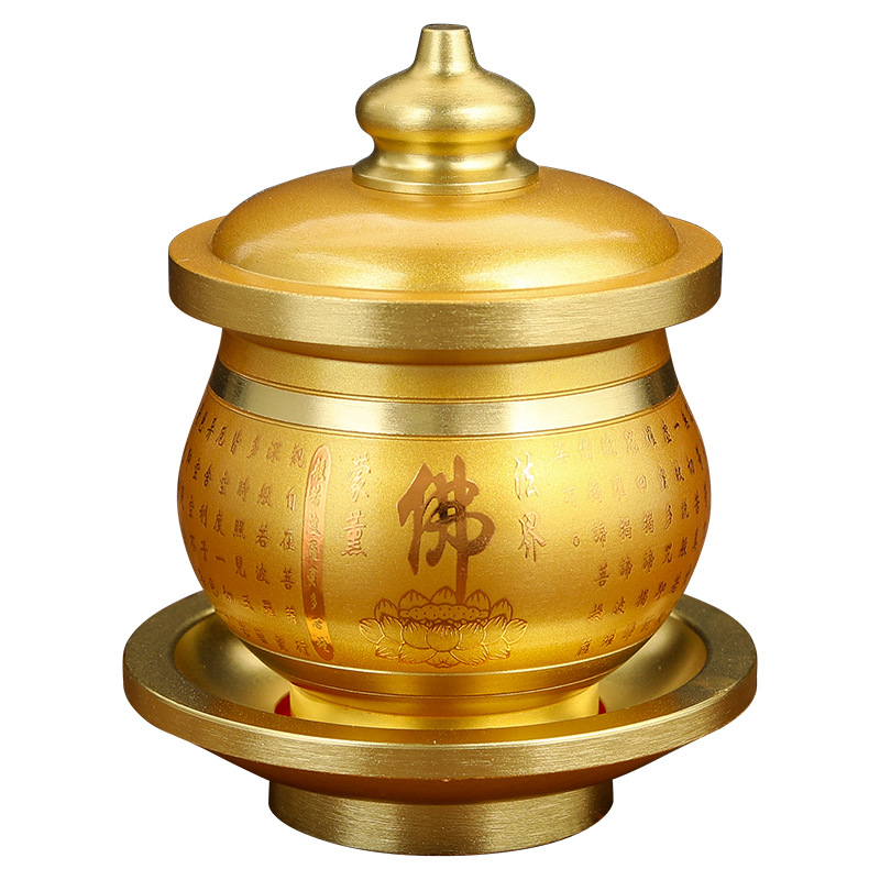 Household Indoor Copper Alloy Water Cup Buddha Cup for Guanyin God of Wealth Immortal Tao Lotus Water Cup Direct Sales