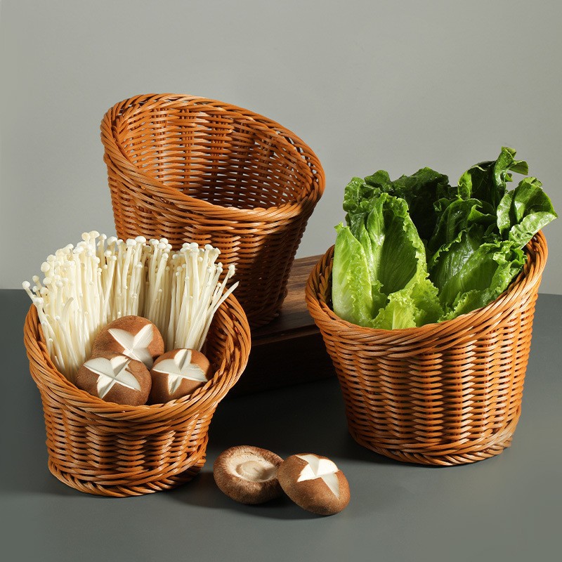 Green vegetables lettuce barrel side dish plate creative ingredients basket special imitation rattan dish tableware commercial