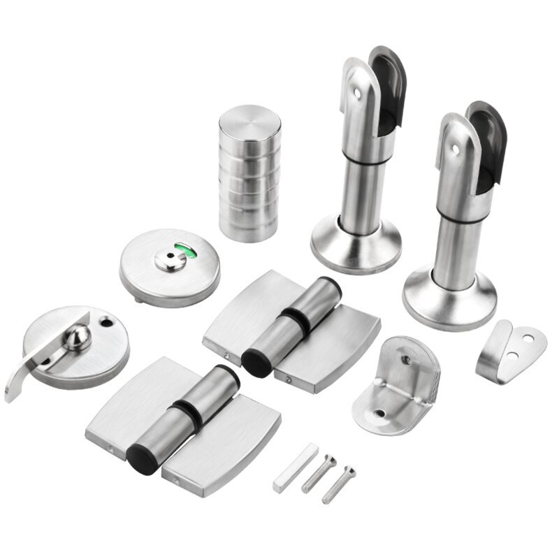 Public toilet toilet partition hardware accessories stainless steel support foot indicator lock hinge handle partition set
