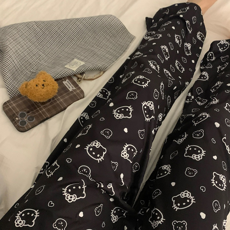 Hello Kitty walking pajama pants for women Spring and Autumn New ins style Japanese style student home loose casual pants summer outer wear