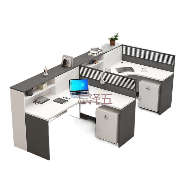 PCGS Staff Office Desk and Chair Combination Staff Screen Corner Side Cabinet Double Four-Person Workstation Office Card Holder Office