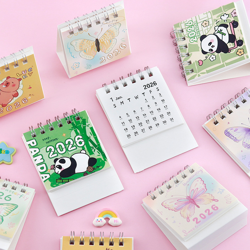 2026 the Blinking Small Desk Calendar Summer Limited Edition Super Q Cartoon Desk Calendar Turn One Page Every Day Happy More Little