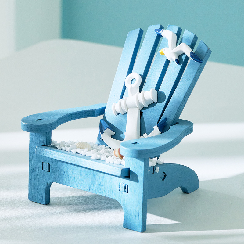 Cross-border Mediterranean Blue White Beach Chair Mini Decoration Desktop Ocean Home Micro Landscape Props Landscaping