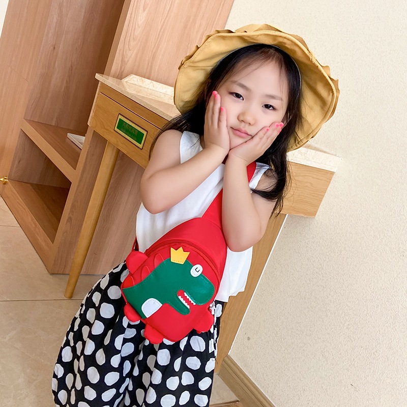 Cute little dinosaur chest bag net popular shoulder messenger bag children's mini cartoon change accessories bag manufacturers wholesale